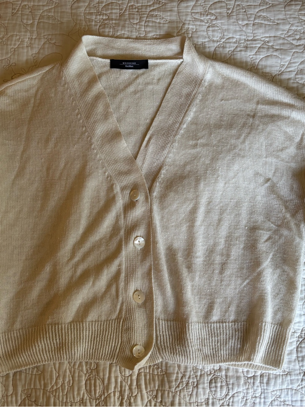 Weekend Max Mara Linen Cotton Cropped Cardigan, Large